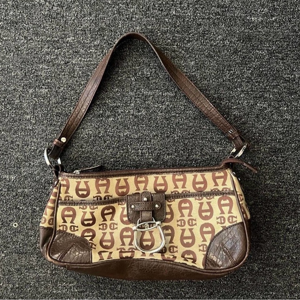 Etienne Aigner Brown and Tan Shoulder Bag